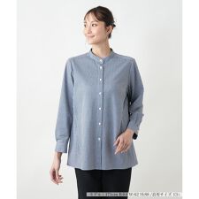 【店舗人気】ストライプバンドカラーブラウス【プラス企画】