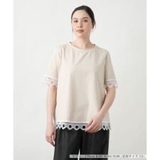 【店舗人気】【ウォッシャブル】カットワークレースTシャツ【BLUBIANCO】