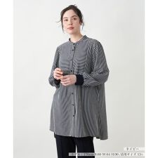 【店舗人気】【ウォッシャブル】バンドカラーブラウス【プラス企画】