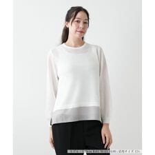 【店舗人気】異素材切替クルーネックニット