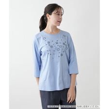 【店舗人気】【ウォッシャブル】フラワー刺繍カットソー【プラス企画】