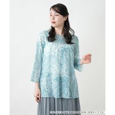 【店舗人気】ペイズリー柄キーネックブラウス【ERICA】【プラス企画】
