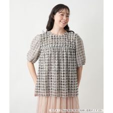 千鳥格子柄フレアブラウス【BOURGE】