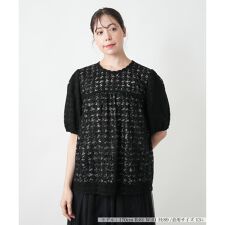 千鳥格子柄フレアブラウス【BOURGE】