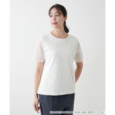 【店舗人気】【ウォッシャブル】レース切替カットソー