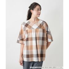 【店舗人気】ブロックチェックブラウス【ROCHAS Premiere】
