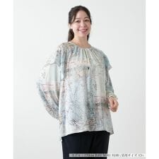 【ウォッシャブル】マップ柄ブラウス