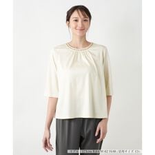 【店舗人気】【ウォッシャブル】スパンコール七分袖カットソー