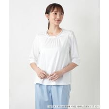 【店舗人気】【ウォッシャブル】スパンコール七分袖カットソー