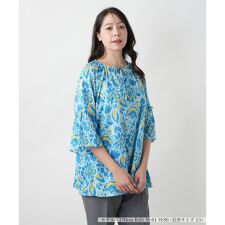 【ウォッシャブル】プリントチュニックブラウス【プラス企画】
