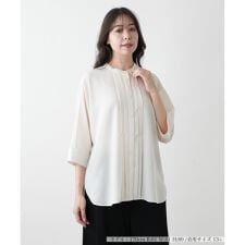 【店舗人気】バンドカラーブラウス【ROCHAS Premiere】