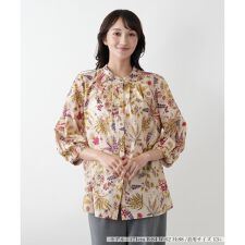 【店舗人気】プリントバンドカラーブラウス【ROCHAS Premiere】