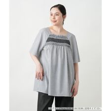 【店舗人気】刺繍チュニックブラウス【プラス企画】