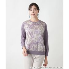 【店舗人気】ペイズリー柄切替クルーネックニット【ROCHAS Premiere】