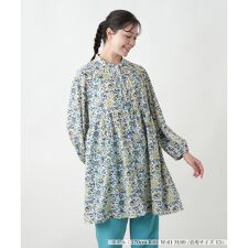 【店舗人気】フラワー柄チュニックブラウス【プラス企画】