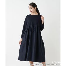 【ウォッシャブル】異素材切替ワンピース【プラス企画】