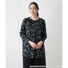 ボタニカル柄チュニック丈カットソー【プラス企画】