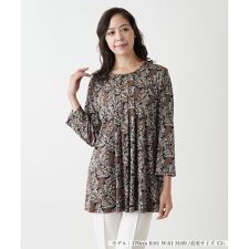 ペイズリー柄チュニック丈ブラウス【プラス企画】