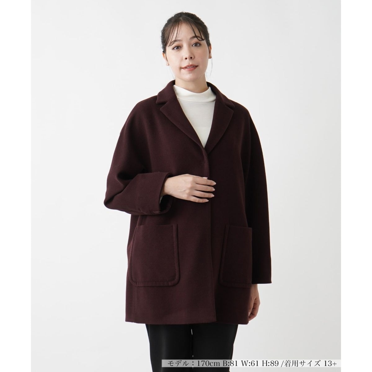 フーデッドショートコート【Leilian WHITE LABEL】 | レリアン プラス