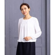 【店舗人気】【ウォッシャブル】ノーカラーブラウス【セレモニー】