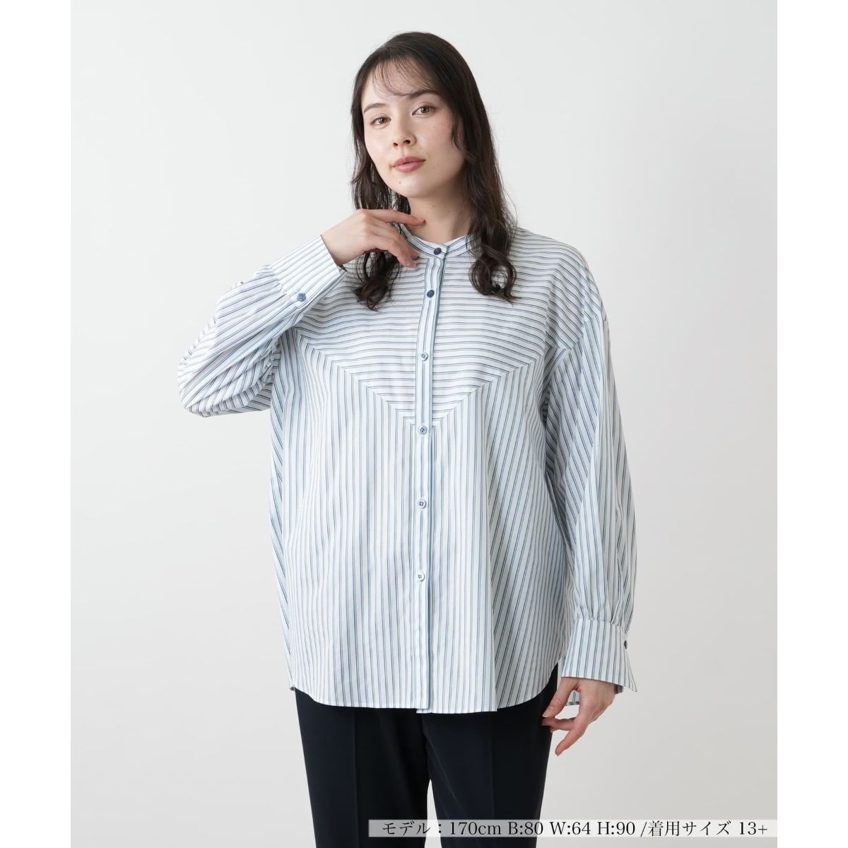 店舗人気】ストライプ切替ブラウス【MUSE BY ROCHAS Premiere