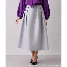 エンボス風ロングフレアスカート【NEMIKA】