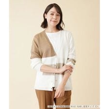 カラーブロックVネックカーディガン【HAND】