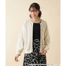 異素材切替ノーカラージャケット