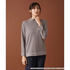ボーダーハイネックカットソー