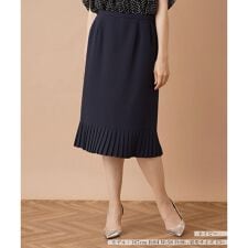 プリーツ切替ミモレスカート