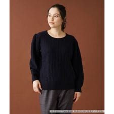 編み柄バルーンスリーブニット