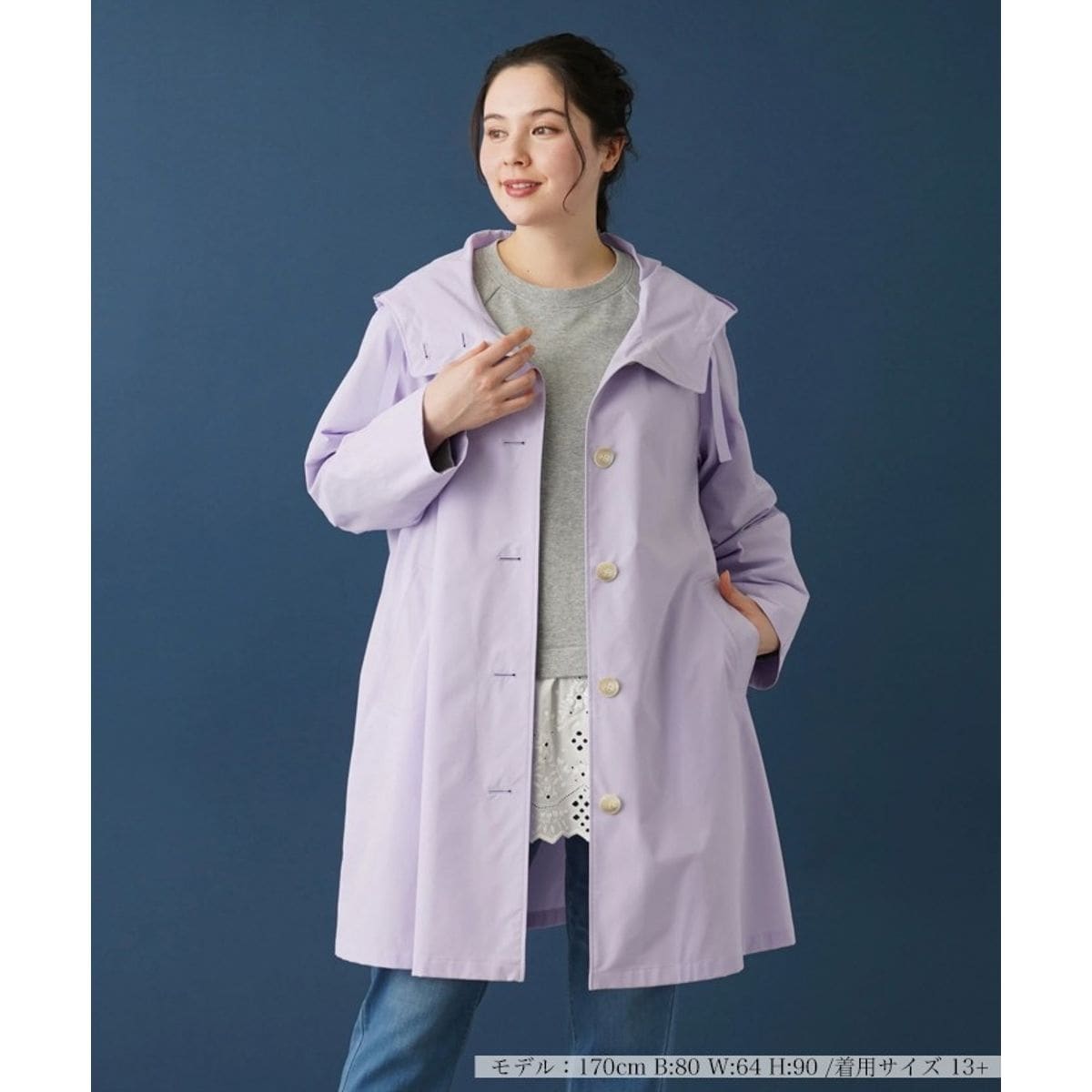 フーデッドショートコート【Leilian WHITE LABEL】 | レリアン プラス