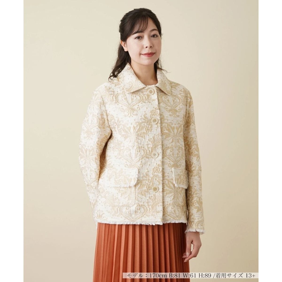 ウール混紡ジャケット 装飾刺繍付きキョンキョンさん専用 ボタニカル刺繍ジャケット | レリアン プラスハウス(Leilian PLUS