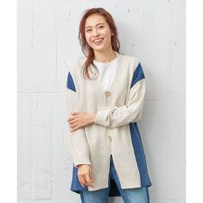 異素材切替セーター