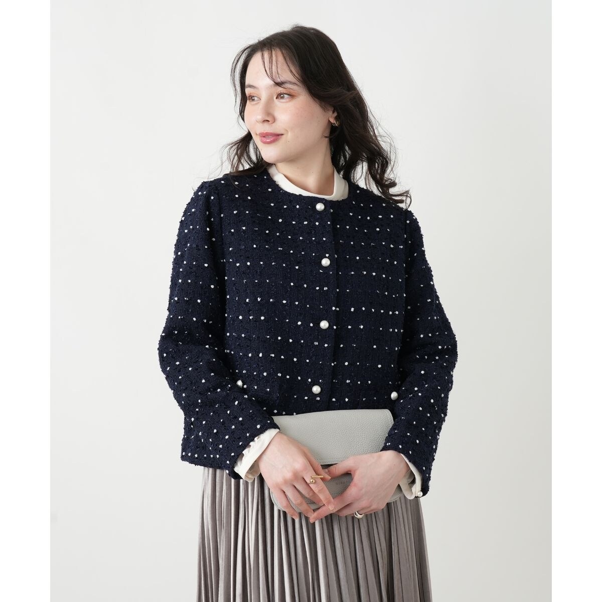 見上愛さん着用/VERY12月号掲載】ループミックスツイード ダブル