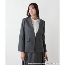 【ウォッシャブル】ノーカラージャケット【BOURGE】