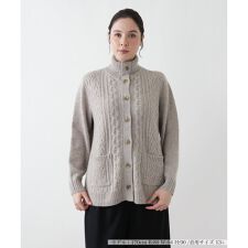 【店舗人気】タートルネックケーブルニットカーディガン