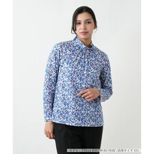 【ウォッシャブル】ギャザーネックプリントカットソー