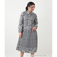 幾何学花柄プリーツワンピース【ROCHAS Premiere】