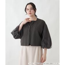 異素材切り替えショートカーディガン【BOURGE】