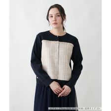 異素材切り替えカーディガン【BOURGE】