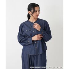 デニム調 ボリュームスリーブブラウス【NEMIKA】