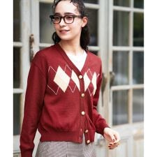 アーガイルのVネックカーディガン