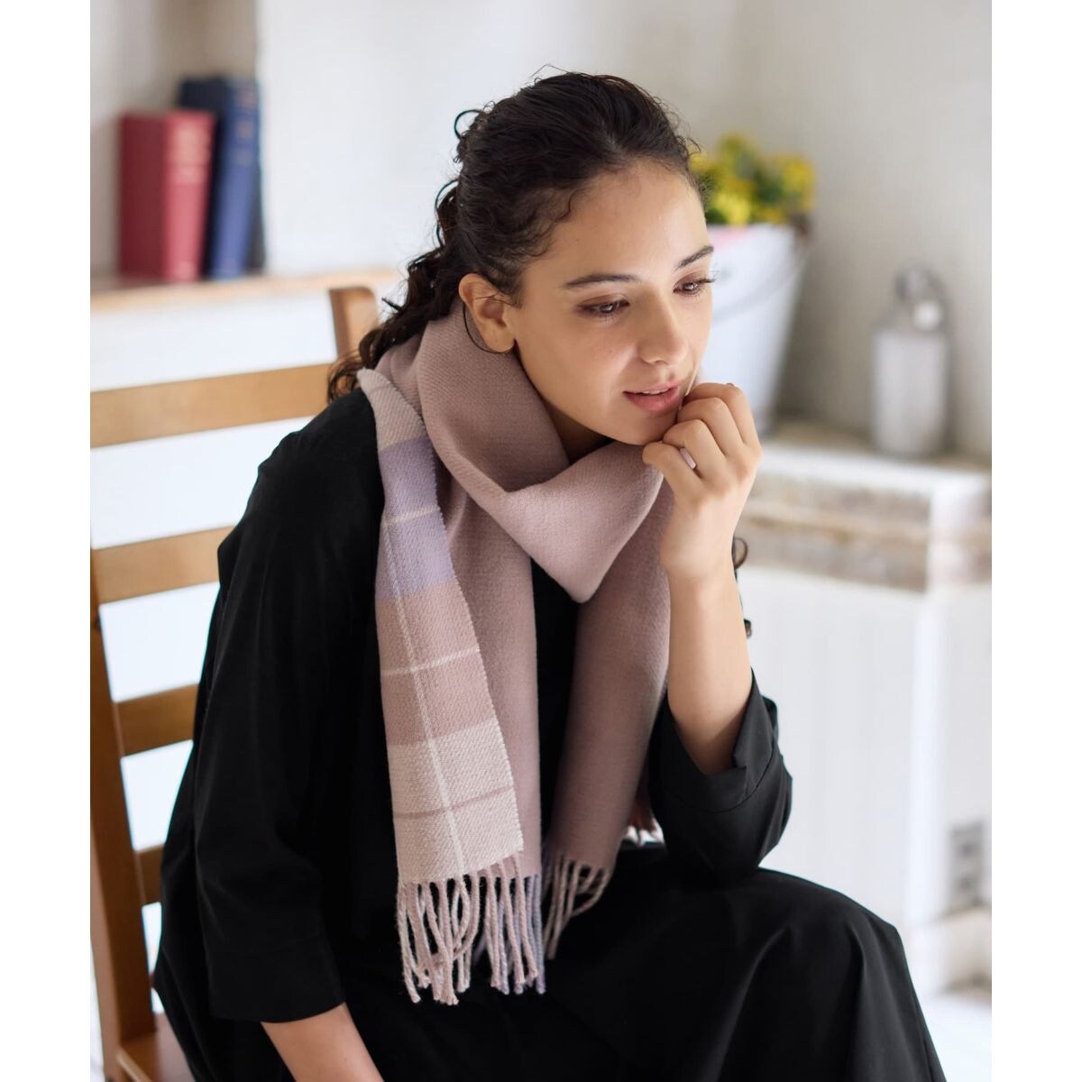 GGロゴ リバーシブル マフラー ピンク グレー GGロゴ リバーシブル マフラー ピンク グレー GGロゴ