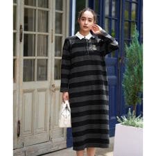 ポロシャツボーダーワンピース