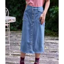 洗える フロントボタンデニムスカート