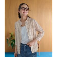 ドットと花柄のフリル衿ブラウス【DEVEAUX】