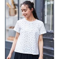 小花柄フリルカットソー