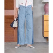 切替ワイドデニムパンツ