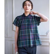 キャラ・オ・クルス(CARA O CRUZ)のチェックスタンドカラーブラウス